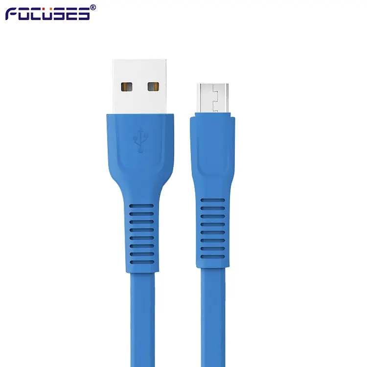 Focuses Durable 1 Metre PVC Flat Colorful C Type Micro Usb Data Cable