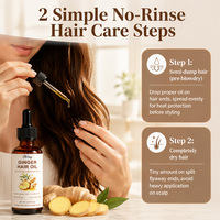 Huile capillaire sans rinçage bio au gingembre et à l'arbre à thé, formule 8 plantes, contrôle des frisottis, réparation des pointes fourchues, nourrit les cheveux secs, abîmés et bouclés, protection thermique