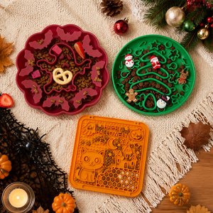 OEM Holiday Pet Licking <b>Mat</b> Slow Feeder Silicone Dog Bowl Christmas Halloween Design Food Grade Pet Bowl Lick Pad - Product Image 2
