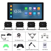 Podofo CarPlay Écran Quad Split 10,36 pouces + Kit 4 caméras de recul étanches pour voiture, Android Auto, Enregistrement vidéo 4K pour VR et Camion