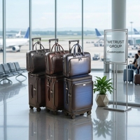 Valise de voyage à roulettes 20 pouces en cuir véritable Blue Cross-border pour homme, avec ouverture frontale, et mallette 16 pouces marron