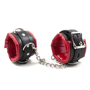 Equipo de Bondage BDSM japonés, grilletes de cuero rojo y negro, Bondage ajustable, esposas sexuales para Mujer, juguete para pareja, juego de rol