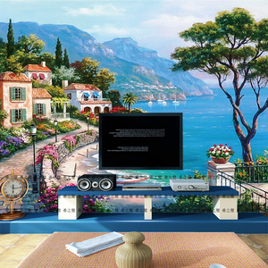 8D Mural 5D Paysage Méditerranéen Papier Peint Salon Canapé Tv Fond Papier Peint 3D <span class=keywords><strong>Film</strong></span> Et Télévision Revêtement Mural - Product Image 4