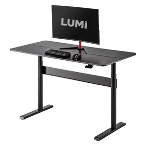Meja Duduk Komputer, Hitam Besar Permukaan Gas-Lift Penyesuaian Tinggi Meja Duduk Kompak Pneumatik Berdiri