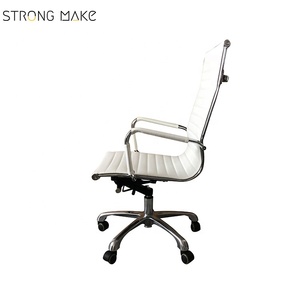 <span class=keywords><strong>Classic</strong></span> Design white high back leather PU black ribbed polish aluminum leg office chair with wheel - Product Image 4