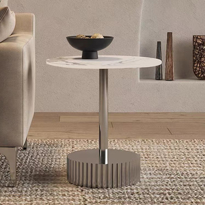 Moderno elegante tavolino da caffè funzionale in acciaio inossidabile MDF colonna romana durevole soggiorno mobili combina stile - Product Image 4