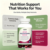Gummies multivitaminées pour femmes, 150 unités, complément OEM pour le métabolisme énergétique et le soutien de la santé du système immunitaire