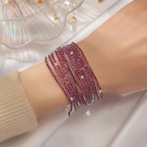 2.0mm Superfine Style Coréen Simple Rangée Flash Diamant Stretch Cristal Bracelet De Mariée Strass Charme pour Cadeaux - Product Image 1