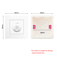 Interrupteur de variateur de lumière murale à bouton unique de 86 types EU UK Standard Noir/Blanc/Gris Panneau en plastique Interrupteur de ventilateur mural de vitesse