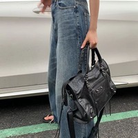 Nouveau sac à bandoulière pour femme en cuir PU haut de gamme, style vintage, grande capacité, forme oreiller, sac à main de luxe tendance pour moto