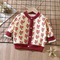 Cardigan en polaire tricoté pour bébé, chaud, imprimé dessin animé, vêtement d'extérieur pour enfants, manteau thermique doux pour tout-petits