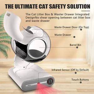 Kotak sampah pintar 8KG penjualan terbaik kotak sampah kucing tertutup untuk kucing membersihkan sendiri kotak sampah kucing otomatis dengan kontrol aplikasi CE FCC