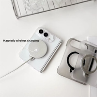 Nouvelle coque de téléphone magnétique rotative avec anneau, translucide mate, pour iPhone DUO, protection de la charnière, fine, transparente, en PC rigide