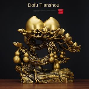 Ornements en laiton en forme de pêche, Cadeau d'anniversaire Duofu <span class=keywords><strong>Tianshou</strong></span>, Décoration d'intérieur, Mascotte de pêche féerique en cuivre en forme de gourde - Product Image 4