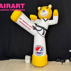 3 Metre Boyunda Özelleştirilmiş Boyutta Şişme Kaplan Karate Maskotu, Şişme Sevimli Tekvando Karakter Balonu - Product Image 5
