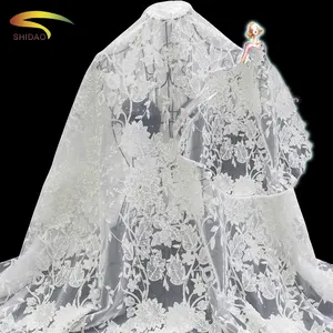 Da sposa Indonesia piccolo in rilievo glitter diversi tipi di nappa del merletto del tessuto