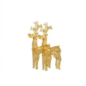 Luci natalizie a forma di renna in acrilico, bianco caldo, set da 2, decorazione festiva per le vacanze, con spina da parete, controllo manuale - Product Image 1