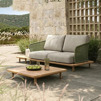 Canapé en rotin de style européen pour l'extérieur, haut de gamme, imperméable, résistant au soleil, en alliage d'aluminium, meubles de jardin, patios, terrasses, balcon