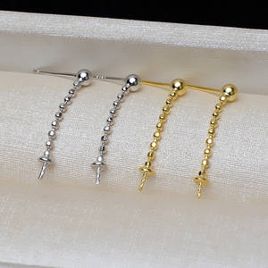 Petites boucles d'oreilles carrées en argent S925 avec 5 à 7 perles, boucles d'oreilles ouvertes, accessoires de bijoux DIY, plateau 1129, personnalisées pour femme - Product Image 5