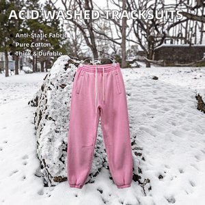 Alta calidad 100% algodón ácido 450gsm StreetWear chándales Oversize Cuff Sweaters Custom Dark Heavyweight Sweatpants Casual - Product Image 2