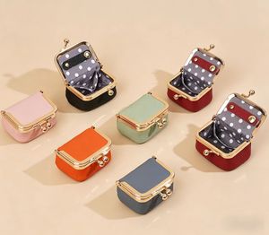 Custom Logo Genuine Leather Elegant <b>Ring</b> Jewelry Box Kiss Lock Mini Coin Purse Portable Travel <b>Storage</b> Bag Fabric - Product Image 3