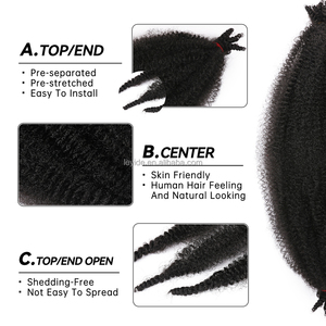 Bán buôn 16inch 24inch Pre fluffed kinky xoăn Marley bện tóc pre-tách ra mùa xuân afro Twist Crochet phần mở rộng tóc - Product Image 4