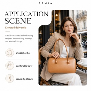 Borsa a Spalla da Donna in Vera Pelle SEMIA Cowhine con Due Cinghie, Chiusura a Cerniera, Impermeabile, Grande Capacità, Casual e alla Moda - Product Image 1