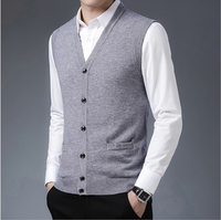 Pull à col en V pour hommes Gilet en tricot sans manches personnalisable pour l'automne hiver Gilet d'affaires en tricot respirant et anti-rétrécissement