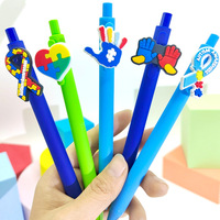 Nouvelle édition – Série de stylos multicolores à thème sensibilisation à l'autisme, avec patch en PVC souple, stylo créatif pour promotion