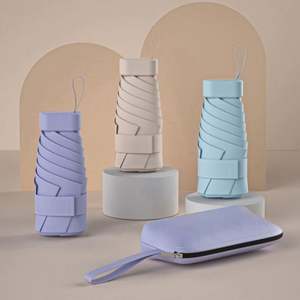 Parapluie portable mini pliable 6 volets anti-UV avec cadre en alliage d'aluminium, petit format de poche pour femme, étui rigide inclus, promotionnel - Product Image 3