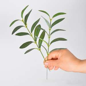 Feuille d'<span class=keywords><strong>olivier</strong></span> incurvée à une branche W-A0104 feuille d'eucalyptus à feuille d'or fleur artificielle pour les arrangements de décoration de la maison de mariage - Product Image 2