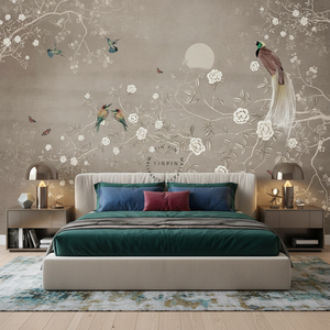 Papel Tapiz Mural Moderno con Diseño de Pájaros, Flores y Ramas, Fácil de Instalar, Impermeable y Ecológico, para la Pared de la Sala de Estar - Product Image 2