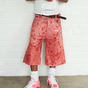 Pantalons amples à jambes larges de haute qualité, design de mode personnalisé, shorts 3/4 pour hommes, tissu en daim tie-dye, shorts amples 3/4 - Product Image 1