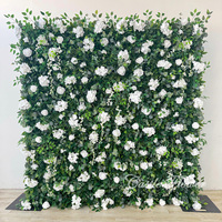 Mur de fleurs artificielles 3D H-909, toile de fond enroulable, roses noires en soie, toucher naturel, 8 pieds x 8 pieds, Fête des Mères, Saint-Valentin