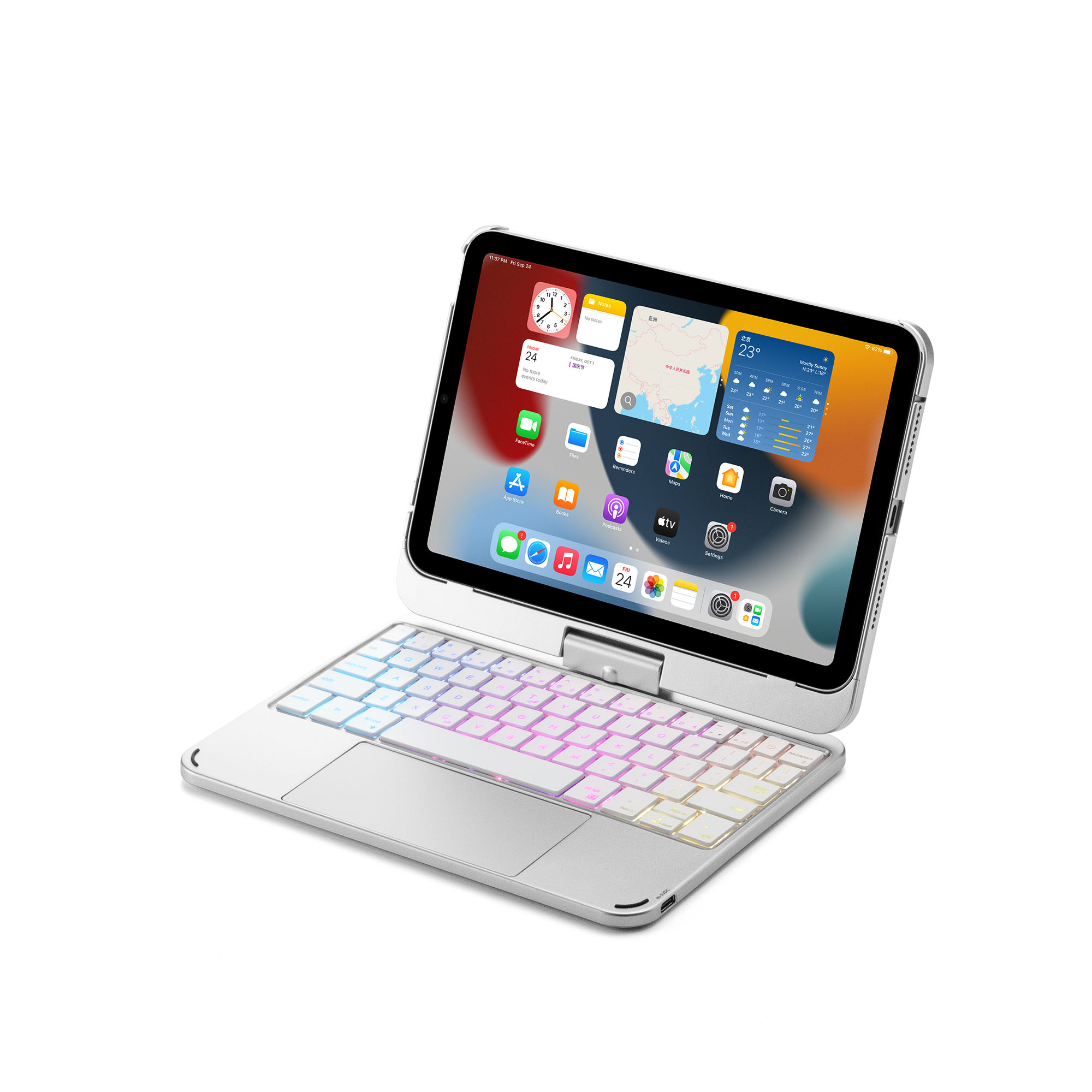 SENGBIRCH iPad Coque 10.2 9Ème Génération 2021, Détachable Clavier Bluetooth sans Fil pour iPad