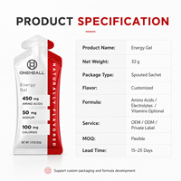 Gel énergétique à étiquette privée OEM, gel d'électrolytes, nutrition sportive pour la course à pied, le cyclisme, la remise en forme