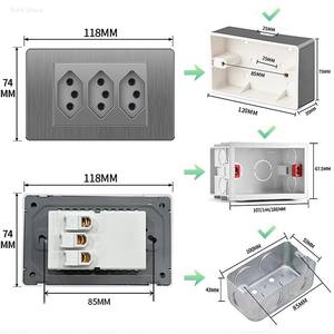 Interruptor de pared moderno gris cepillado, enchufe de pared, interruptor de TV y toma de corriente para computadora, utilizado para el hogar, la oficina y hoteles. - Product Image 6