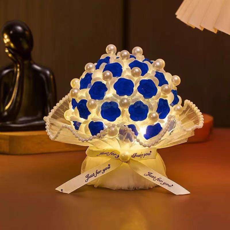 Dark blue flocking rose night light