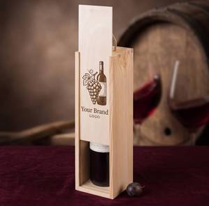 Caja de madera de pino para vino con grabado personalizado de LOGO, caja de almacenamiento de vino, regalo para amantes del vino - Product Image 2
