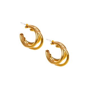Boucles d'oreilles créoles en acier inoxydable plaqué or PVD, métal 316L, durables, résistantes, bijoux tendance pour femmes - Product Image 2