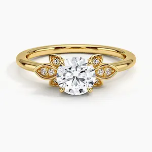 New Design 18K Solid Gold Lab Created Diamond Ring Diamond Engagement Ring for Women