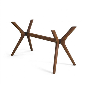 Pieds de table en bois de hêtre massif, base rectangulaire pour grandes tables à manger, en bois, faits à la main, en forme de X - Product Image 1