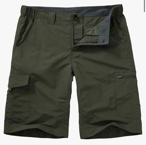 Pantalones cortos tipo cargo para hombre, con tejido de secado rápido, cintura elástica ligera, ideales para senderismo, pesca y viajes. - Product Image 1