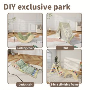 Ensemble de triangle d'escalade en bois Montessori avec arche et rampe, structure d'escalade pour tout-petits, aire de jeux intérieure, structure de jeu de type jungle - Product Image 2