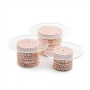 Set Of 3 Wooden And Acrylic <b>Cake</b> <b>Stand</b> With Mop Work Customized Size And Shape <b>Cake</b> <b>Stand</b> At Lowest Price - Product Image 1