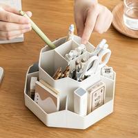 JN3820 Porte-stylos rotatif en plastique PP grande capacité, boîte de rangement moderne pour fournitures de bureau et scolaires, vente en gros