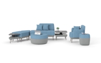 Conjunto de Sofás Modulares de Tela para Oficina Moderna, Ergonómicos, Combinación de Dos Tonos, Sofá de Espera, Mesa de Centro con USB, Sala de Estar Comercial