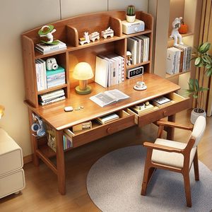 Childrens Study <b>Desk</b> <b>Solid</b> <b>Wood</b> Bookshelf Combination Modern Simple Home Bedroom Student Writing Office Computer <b>Desk</b> - Product Image 2