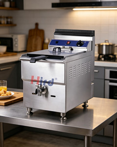 <span class=keywords><strong>Friteuse</strong></span> <span class=keywords><strong>professionnelle</strong></span> à <span class=keywords><strong>gaz</strong></span> pour usage commercial, <span class=keywords><strong>friteuse</strong></span> de comptoir en acier inoxydable avec valve de vidange pour la restauration rapide - Product Image 1