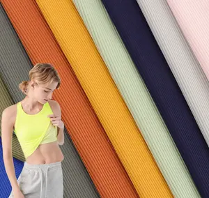 OEM Knit Fabric Factory Passen Sie beliebte Single Jersey Stretch 5% Spandex 95% Polyester Rib Knit Stoff für Frauen Kleidungs stück